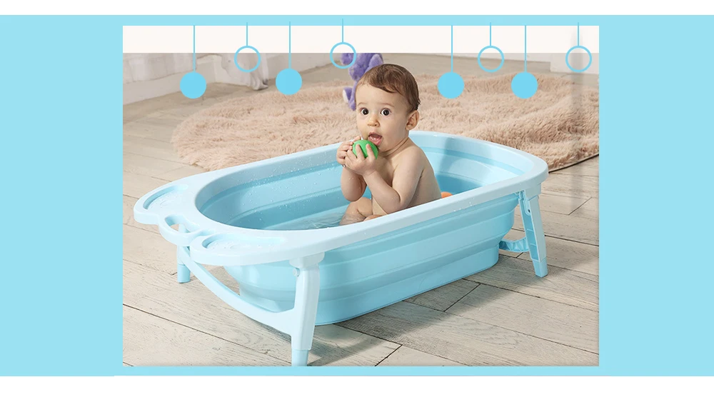 3 Colors Portable Folding Baby Bath Tub Large Size Anti-Slip Bottom Non-Toxic Material Children Bathtub Bucket for Baby Bathing (1)