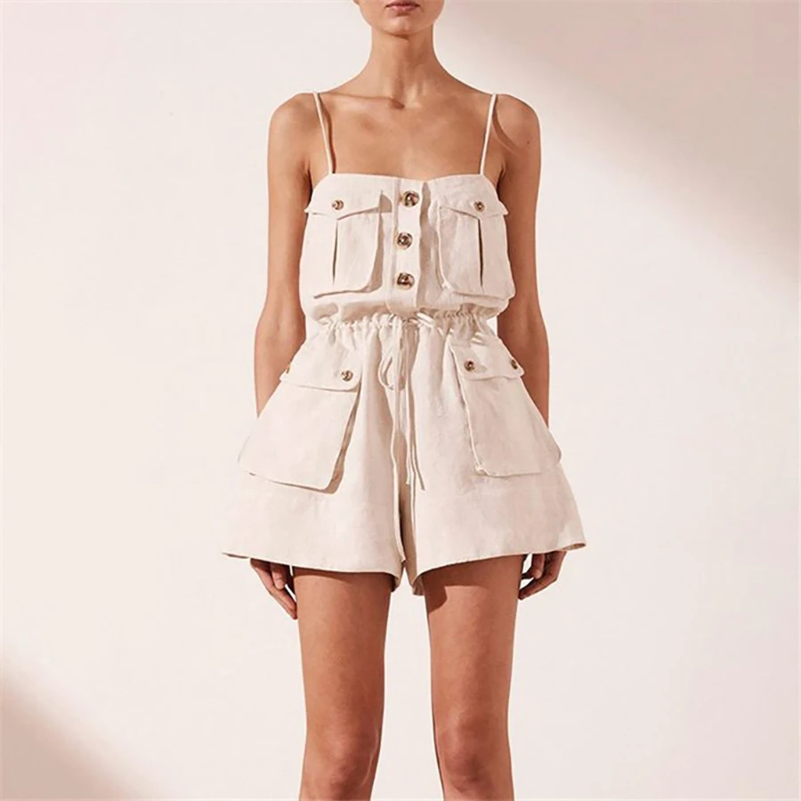 2019 Summer Regular Casual Rompers Womens Jumpsuit Single Breasted Drawstring Pocket Safari Style Elegant Playsuit New
2019 Summer Regular Casual Rompers Womens Jumpsuit Single Breasted Drawstring Pocket Safari Style Elegant Playsuit New