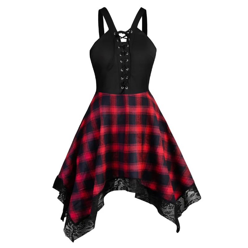 2019 Women Mini Dresses Gothic Preppy Sexy Black Plaid High Waist Asymmetric Casual Female Fashion Elegant Goth Punk Short Dress
2019 Women Mini Dresses Gothic Preppy Sexy Black Plaid High Waist Asymmetric Casual Female Fashion Elegant Goth Punk Short Dress