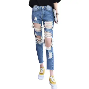 new spring Boyfriend wind hole ripped jeans women pants Cool denim pencil jeans for girl Mid waist casual pants female
new spring Boyfriend wind hole ripped jeans women pants Cool denim pencil jeans for girl Mid waist casual pants female