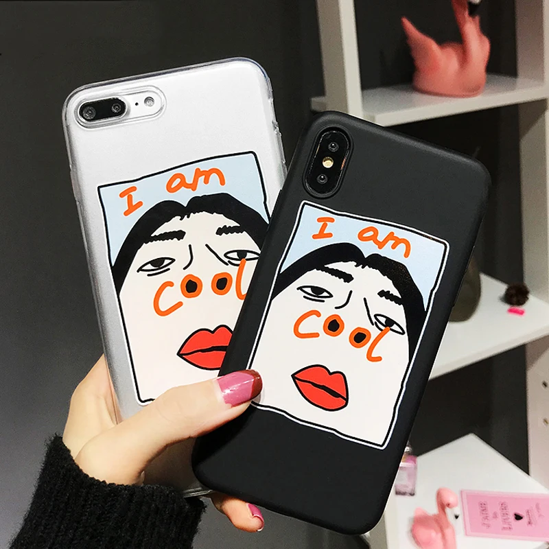 Cute Letter I AM COOL Phone Case For iphone X Funny Cartoon Couples Soft TPU Back Cover For iphone 7 6 6S 8 Plus Fundas
Cute Letter I AM COOL Phone Case For iphone X Funny Cartoon Couples Soft TPU Back Cover For iphone 7 6 6S 8 Plus Fundas
