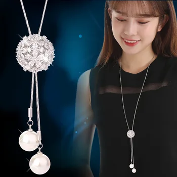 Top Quality Women Sweater Chain Hollowed Out Cubic Zircon Flower Ball Pendant Pearl Long Necklace Jewelry Decoration Collier
Top Quality Women Sweater Chain Hollowed Out Cubic Zircon Flower Ball Pendant Pearl Long Necklace Jewelry Decoration Collier
