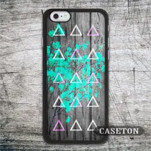 Green Floral Triangles Wood Case For iPhone 7 6 6s Plus 5 5s SE 5c and For iPod 5 High Quality Ultra Phone Cover