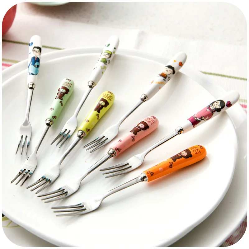 1pc Creative Cute Ceramic Handle Stainless Steel Fork Fruit Forks Dessert Fork Ceramic Knife Set
1pc Creative Cute Ceramic Handle Stainless Steel Fork Fruit Forks Dessert Fork Ceramic Knife Set