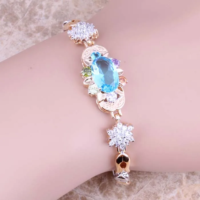Perfect Multicolor Multigem Blue Cubic Zirconia Yellow Plated 7.7 inch Link Chain Bracelet P656
Perfect Multicolor Multigem Blue Cubic Zirconia Yellow Plated 7.7 inch Link Chain Bracelet P656