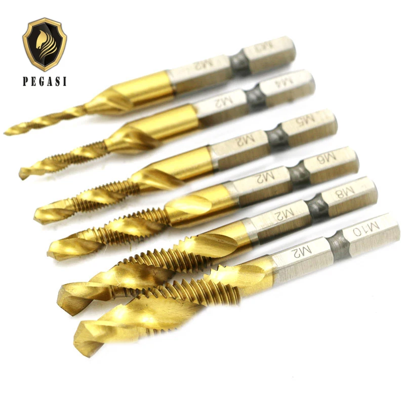 PEGASI 6PC1 / 4 Combination Drill Bit Tap M3 M4 M5 M6 M8 M10 Metric Composite HSS Hexagonal Handle
PEGASI 6PC1 / 4 Combination Drill Bit Tap M3 M4 M5 M6 M8 M10 Metric Composite HSS Hexagonal Handle