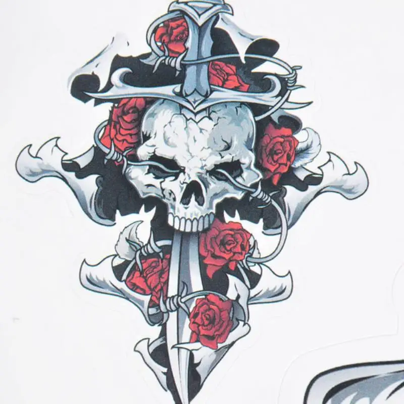 1 pcs Red Rose Skull Self-adhesive Sticker Decal for Motorcycle Motorbike Stickers