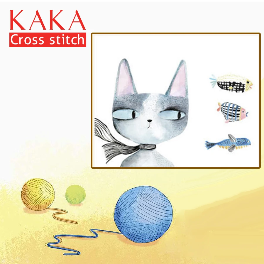 KAKA Cross stitch kits Embroidery needlework sets with printed pattern,11CT canvas,Home Decor for garden House,5D Cats And Fish
KAKA Cross stitch kits Embroidery needlework sets with printed pattern,11CT canvas,Home Decor for garden House,5D Cats And Fish