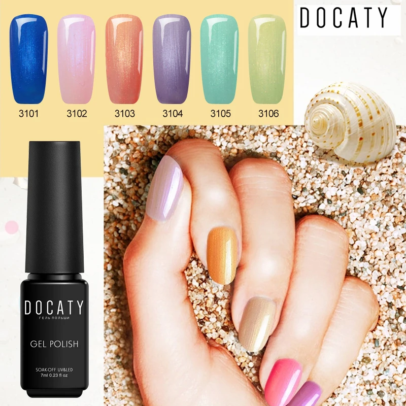 Docaty 7ml DIY Nail Art for A Manicure Pearl Shell Gel Nail Polish UV Hybrid Gel Varnishes Soak Off Semi Permanent Nail Lacquer