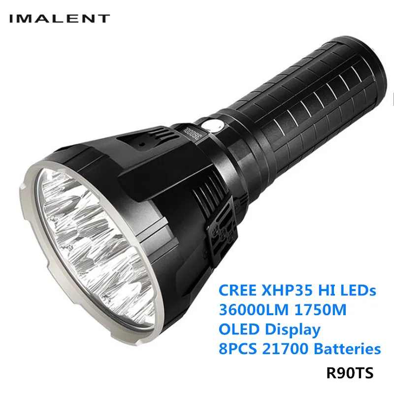 Imalent R90TS 36000lm 8pc 21700 Batteries Powerful Rechargeable Flashlight Outdoor Sports Industrial Photography LED Torch Light
Imalent R90TS 36000lm 8pc 21700 Batteries Powerful Rechargeable Flashlight Outdoor Sports Industrial Photography LED Torch Light