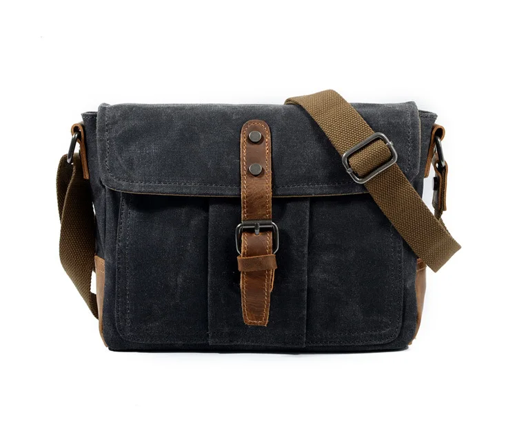 Womens Small Canvas Messenger Bag Grey, Brown, Green