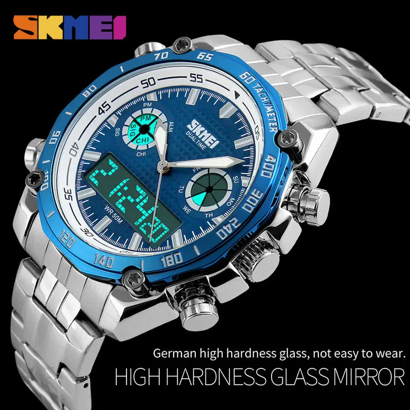Sports Watches Men Fashion 30M Waterproof LED Electronic Luxury Watch Shock Stainless Steel Dual Display Wristwatches Mens SKMEI
Sports Watches Men Fashion 30M Waterproof LED Electronic Luxury Watch Shock Stainless Steel Dual Display Wristwatches Mens SKMEI