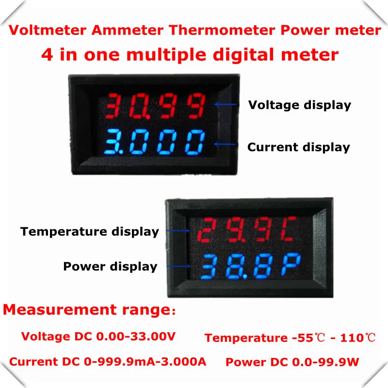 Цифровой термометр RD Dual 4 в 1 18b20 измеритель мощности амперметр вольтметр