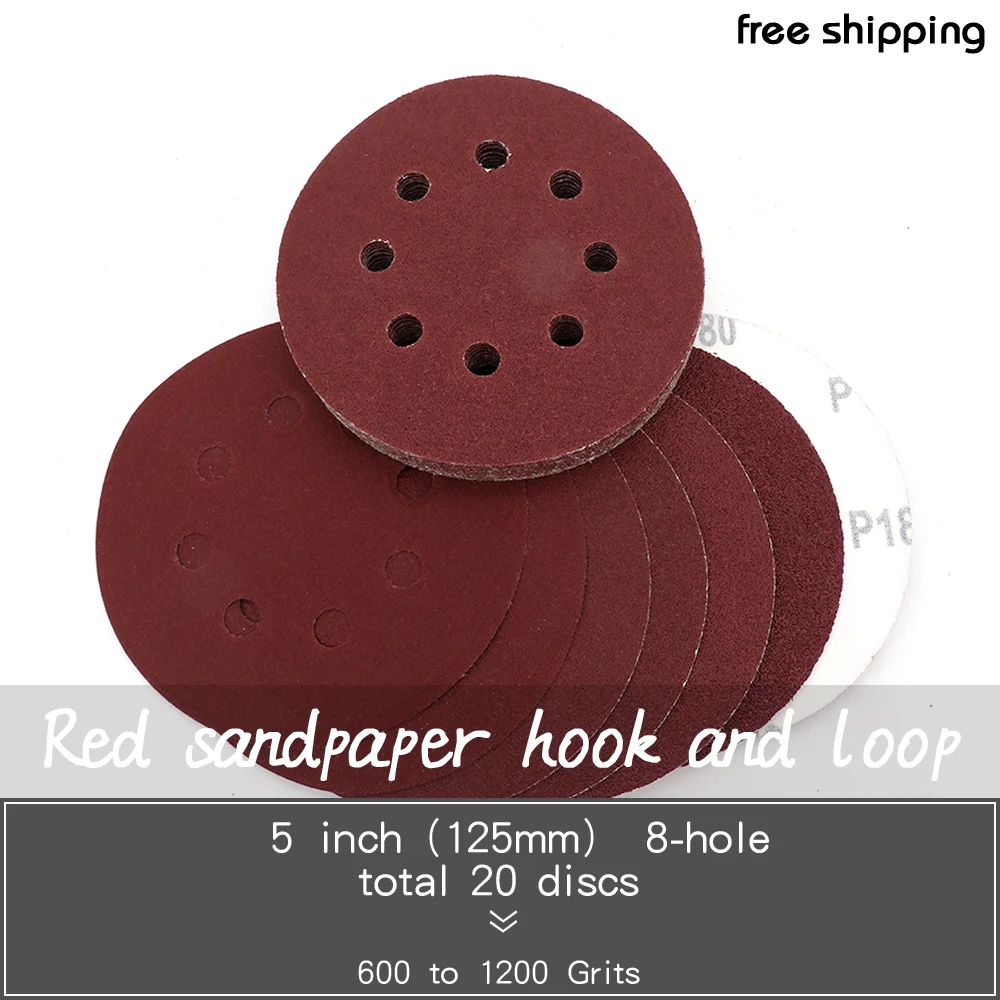 20PCS 5 Inch 125MM Sanding Sheets 8-Hole Hook and Loop Red Sandpaper Aluminum Oxide 60 to 1200 Grits for Sanding Polishing
20PCS 5 Inch 125MM Sanding Sheets 8-Hole Hook and Loop Red Sandpaper Aluminum Oxide 60 to 1200 Grits for Sanding Polishing