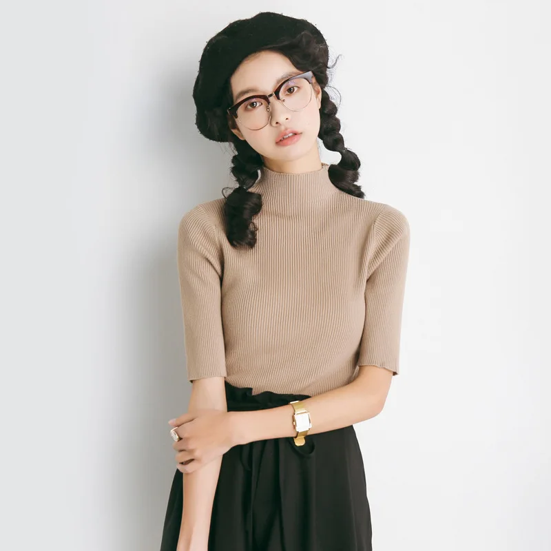 Half Sleeve Mock Neck Sweater Spring Summer Women Basic Viscose Sweater Pullovers Solid
Half Sleeve Mock Neck Sweater Spring Summer Women Basic Viscose Sweater Pullovers Solid