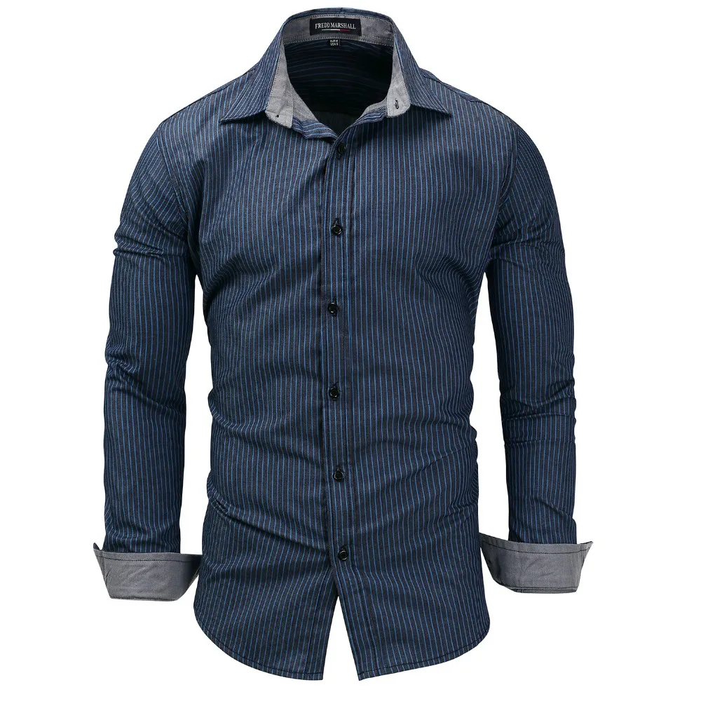 Fredd Marshall 2018 New Men's Casual Dress Shirt Long Sleeve Patchwork Plaid 100% Cotton Long Sleeve Chemise Homme (7)