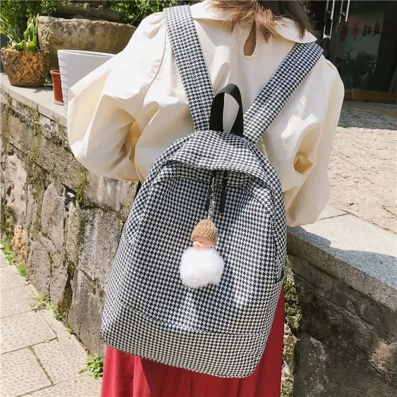 

Teen Backpack Girls Fashion Plaid Stripes Bagpack Women 2019 College Junior High School Student Teenage Youth Backbag Gray New