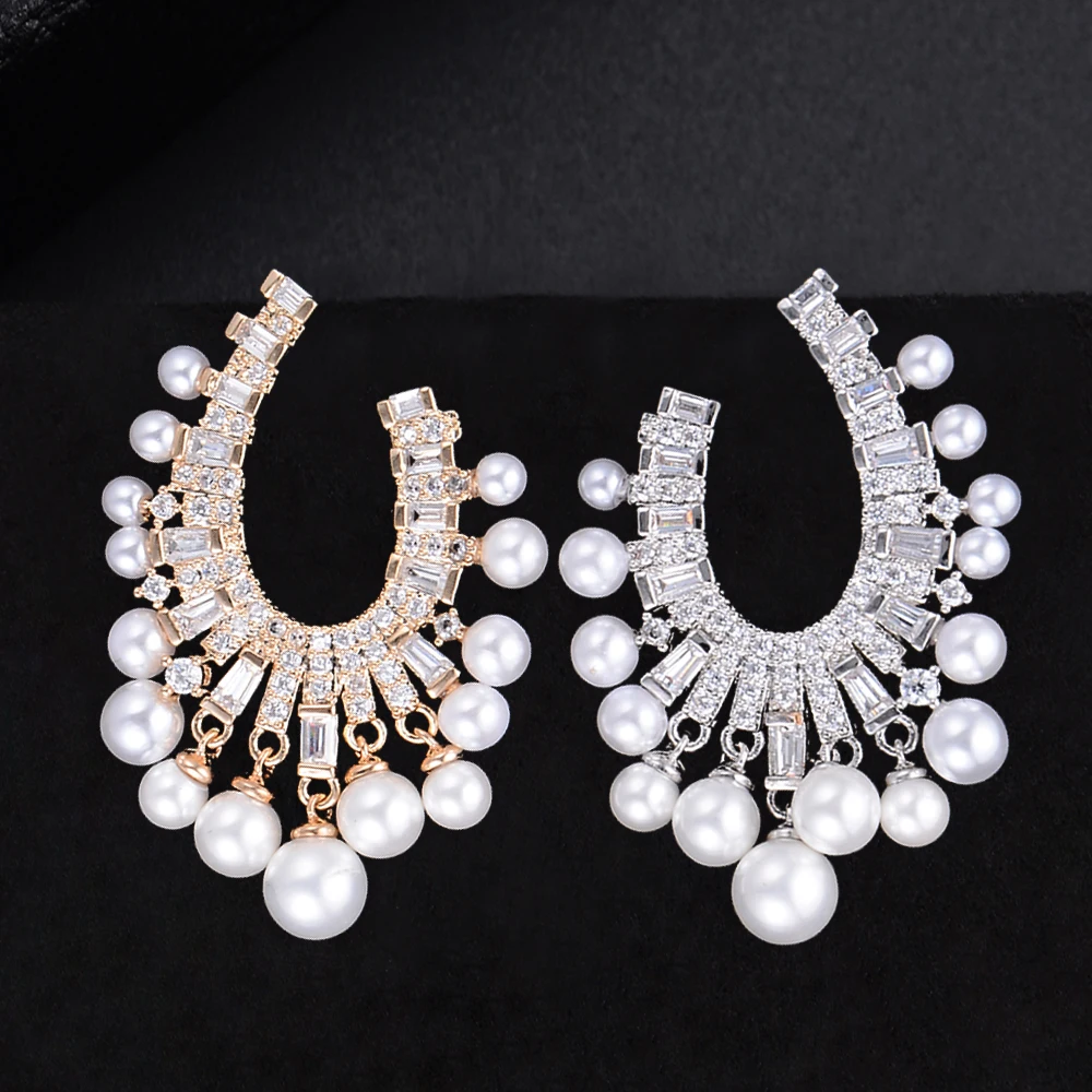 SISCATHY Fashion Engagement Party Jewelry Famous Imitation Pearl Cubic Zirconia Stud Earrings for Women pendientes mujer moda
SISCATHY Fashion Engagement Party Jewelry Famous Imitation Pearl Cubic Zirconia Stud Earrings for Women pendientes mujer moda
