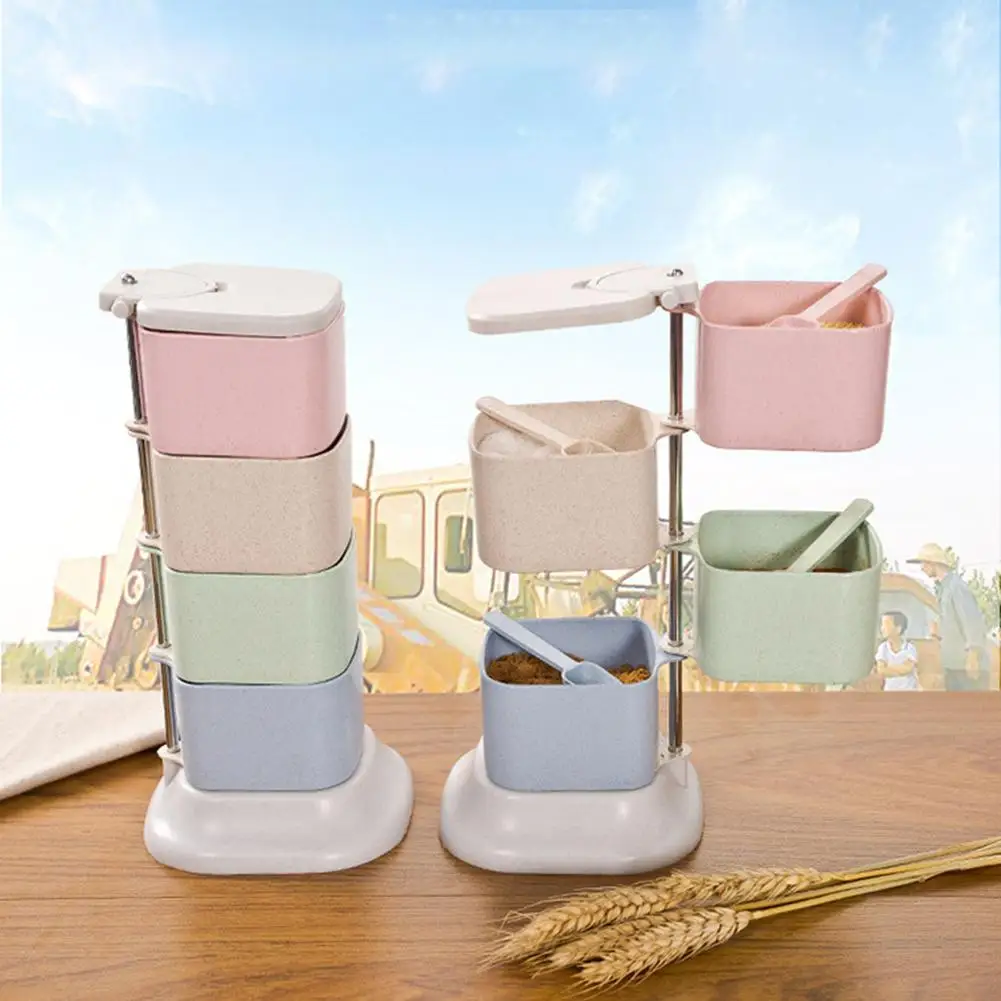 Four Layers Seasoning Can with Spoon Four Compartments Wheat Straw Rotatable Vertical Environmental Protection Household Supply
Four Layers Seasoning Can with Spoon Four Compartments Wheat Straw Rotatable Vertical Environmental Protection Household Supply