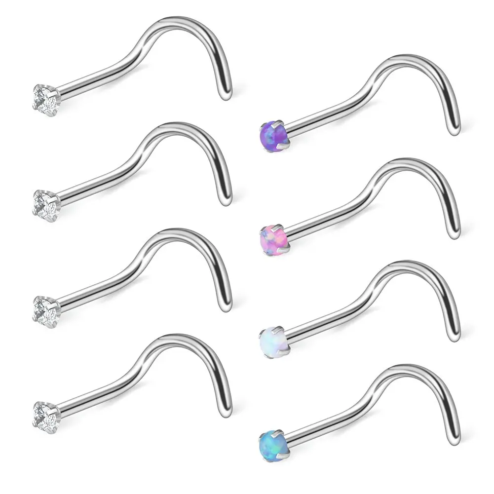 22G 316L Surgical Steel 1.5mm 2mm 2.5mm 3mm Opal & Clear CZ Nose Screw Rings Studs Ring Body Piercing Jewelry 8PCS
22G 316L Surgical Steel 1.5mm 2mm 2.5mm 3mm Opal & Clear CZ Nose Screw Rings Studs Ring Body Piercing Jewelry 8PCS