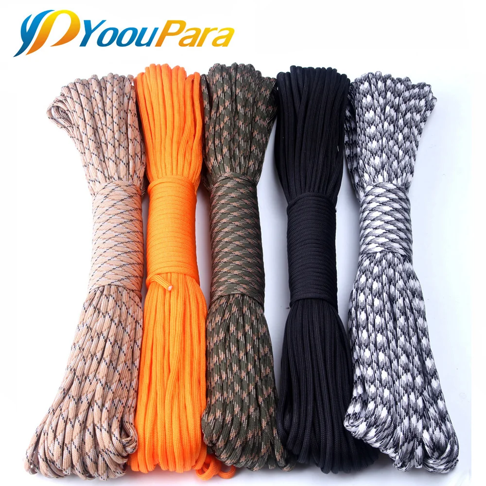 Палатка Paracord 550 250 цветов ветряная веревка типа III 7 дюймов 100 футов 50 парашютный