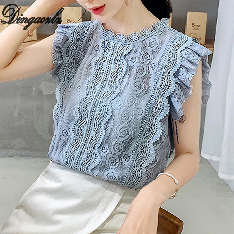 Dingaozlz Summer 2019 New Short sleeve Women lace blouse Patchwork Crochet Hollow out Casual shirt Korea fashion Female Tops 
Dingaozlz Summer 2019 New Short sleeve Women lace blouse Patchwork Crochet Hollow out Casual shirt Korea fashion Female Tops