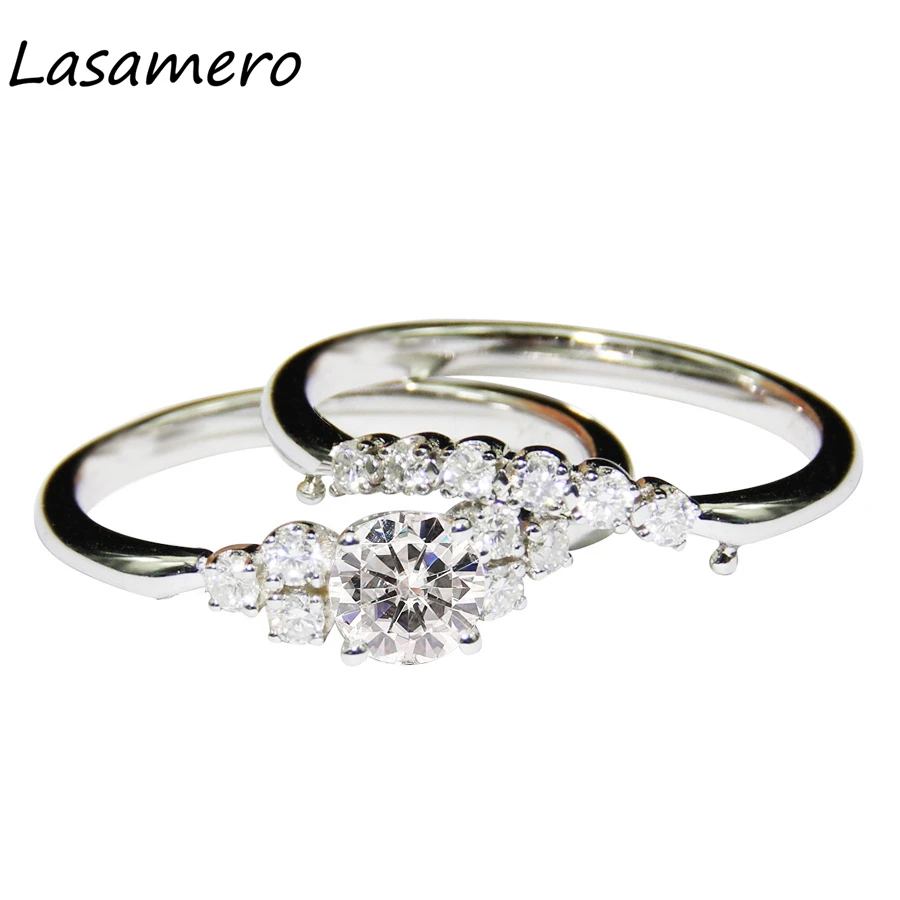 LASAMERO 5.5MM Round Cut Simulated Diamond 925 Sterling Silver Bridal Sets Art Deco Accents Engagement Wedding Ring
LASAMERO 5.5MM Round Cut Simulated Diamond 925 Sterling Silver Bridal Sets Art Deco Accents Engagement Wedding Ring