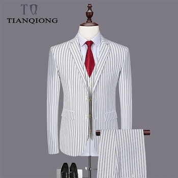 TIAN QIONG White Stripes Wedding Suits 3 Pieces Men Suit Slim Fit Grooms Wedding Business Suits with Pants (jacket+pants+vest)
TIAN QIONG White Stripes Wedding Suits 3 Pieces Men Suit Slim Fit Grooms Wedding Business Suits with Pants (jacket+pants+vest)