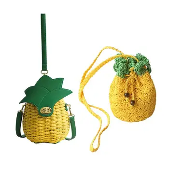 Straw Bag Pineapple Shape Single Shoulder Woven Bag Cute Handmade Crossbody Handbag Purse Girls Knitted Beach Bags For Summer
Straw Bag Pineapple Shape Single Shoulder Woven Bag Cute Handmade Crossbody Handbag Purse Girls Knitted Beach Bags For Summer
