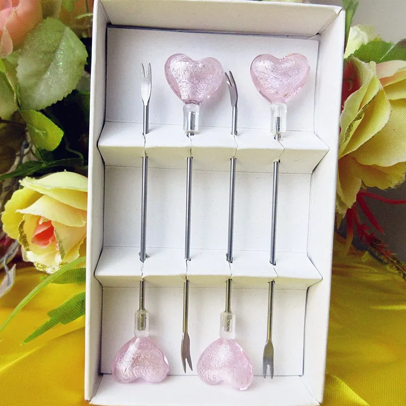 Bar restaurant tableware stainless steel fruit fork PINK glass heart shaped sculpture decorative dessert fork gift
Bar restaurant tableware stainless steel fruit fork PINK glass heart shaped sculpture decorative dessert fork gift