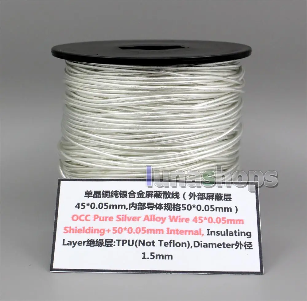 LN005932 6m Pure OCC Silver Alloy Shielding Signal 45*0.05mm Shielding+50*0.05mm TPU Wire Cable Dia:1.5mm For DIY
LN005932 6m Pure OCC Silver Alloy Shielding Signal 45*0.05mm Shielding+50*0.05mm TPU Wire Cable Dia:1.5mm For DIY