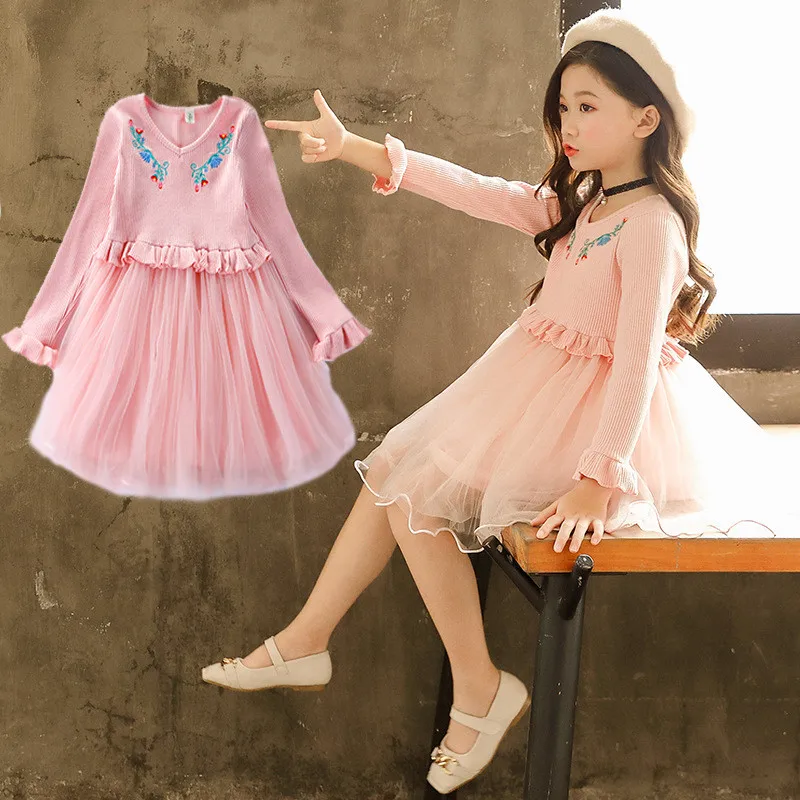 Autumn Embroidery Flower Girl Dress 2018 Pink Green Long Sleeve Teenage Princess Dress Tutu 4-9 Years Children Vestido Clothes 
Autumn Embroidery Flower Girl Dress 2018 Pink Green Long Sleeve Teenage Princess Dress Tutu 4-9 Years Children Vestido Clothes