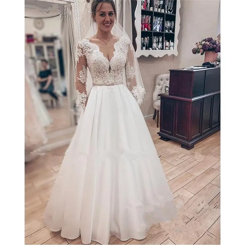 robe de mariee Modest Designer Long Sleeve Wedding Dresses 2019 Applique Lace Wedding Gowns A Line Tulle Custom Made gelinlik
robe de mariee Modest Designer Long Sleeve Wedding Dresses 2019 Applique Lace Wedding Gowns A Line Tulle Custom Made gelinlik