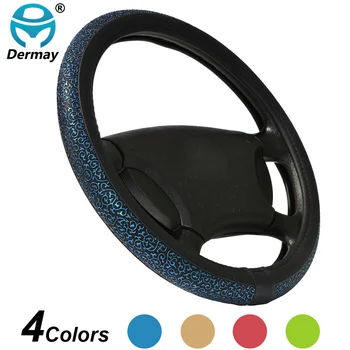 

DERMAY Car Steering Wheel Cover Microfiber leather Non-slip Universal Size 38cm for kia skoda vw mazda ford lada etc. 4Colors