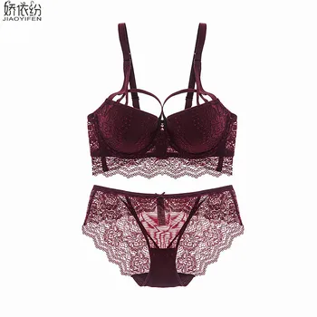 JYF Europe new sexy lace hollow lingerie three-row lace bra set sexy girl bra panty set Push Up A B C underwear for women
JYF Europe new sexy lace hollow lingerie three-row lace bra set sexy girl bra panty set Push Up A B C underwear for women