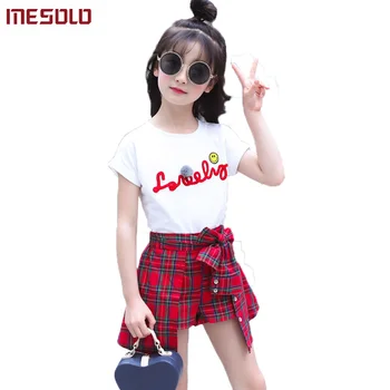 MESOLO Big Girls summer fashion clothing sets children's letter print t shirt + Plaid bow skirt pants 2 pcs suit kids clothes
MESOLO Big Girls summer fashion clothing sets children's letter print t shirt + Plaid bow skirt pants 2 pcs suit kids clothes