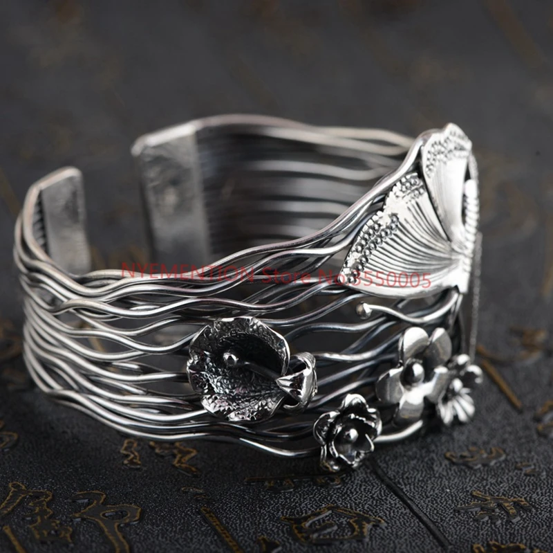 5PCS 925 Sterling silver Bracelet women wide 42mm Thailand handmade butterfly flowers opening Bracelet Hollow women jewelry
5PCS 925 Sterling silver Bracelet women wide 42mm Thailand handmade butterfly flowers opening Bracelet Hollow women jewelry