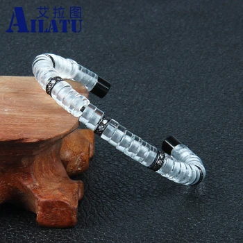 Ailatu Wholesale 10pcs/lot High Grade Open Cuff White Beads Titanium Stainless Steel Cz Spacer Bangle Cool Men Fashion Jewelry 
Ailatu Wholesale 10pcs/lot High Grade Open Cuff White Beads Titanium Stainless Steel Cz Spacer Bangle Cool Men Fashion Jewelry