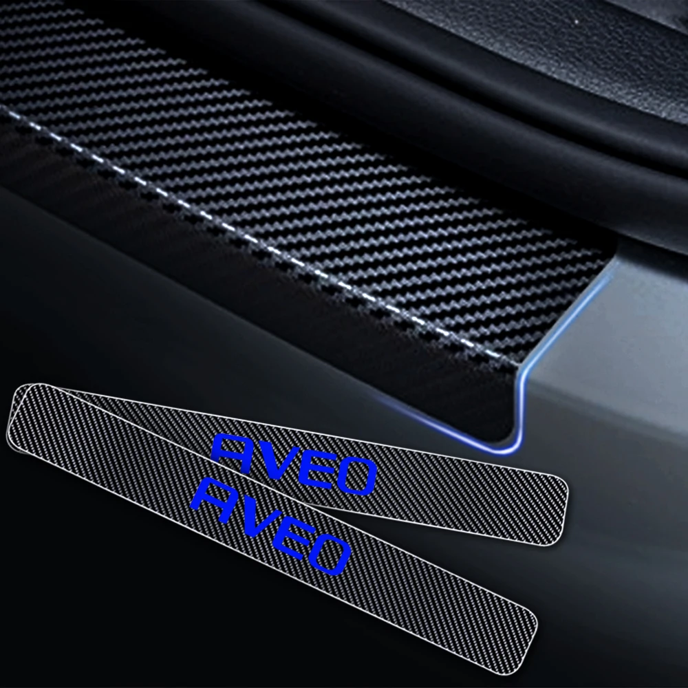 For CAPTIVA 4D M Car Pedal Covers Door Sill Protectors Entry Guard Scuff Plate Trims Anti-Scratch Reflective Carbon Fiber Stickers Auto Accessories Exterior Styling 4Pcs Blue