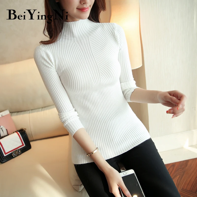 Beiyingni Women's Turtleneck Autumn Knit Full Sleeve Woman Sweater Winter Outwear White Black Slin High Quality Basic Top Female
Beiyingni Women's Turtleneck Autumn Knit Full Sleeve Woman Sweater Winter Outwear White Black Slin High Quality Basic Top Female