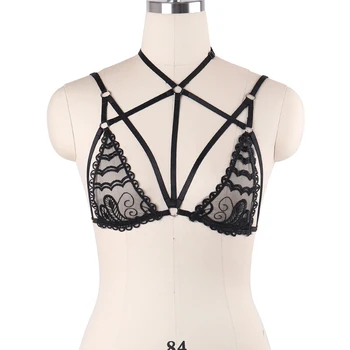 Women's bra black body harness sexy lingerie spandex harajuku pastel gothic pentagram cage bra bondage harness Star harness bra
Women's bra black body harness sexy lingerie spandex harajuku pastel gothic pentagram cage bra bondage harness Star harness bra