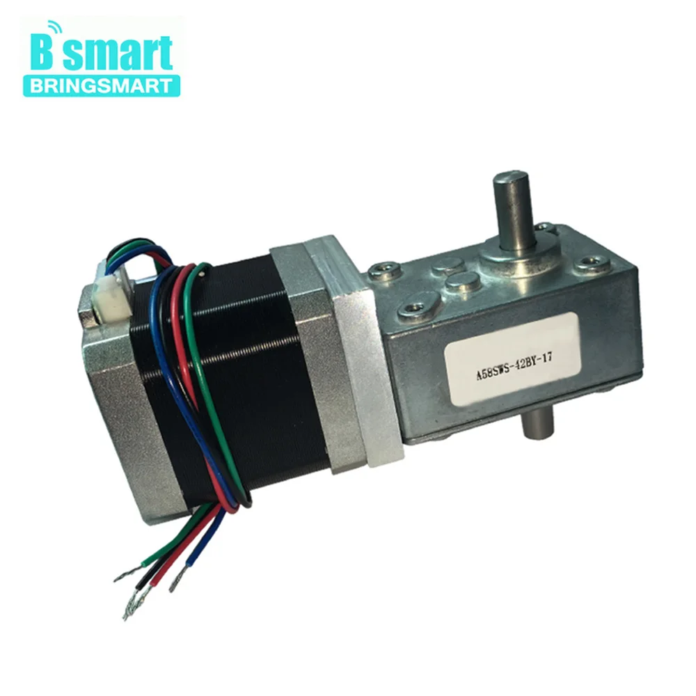 Bringsmart A58SW-42BYS Double Shaft Worm Stepper Gear Motor 12-24V DC Stepping Geared Motor Ratio 1:17 1:32 1:50
Bringsmart A58SW-42BYS Double Shaft Worm Stepper Gear Motor 12-24V DC Stepping Geared Motor Ratio 1:17 1:32 1:50