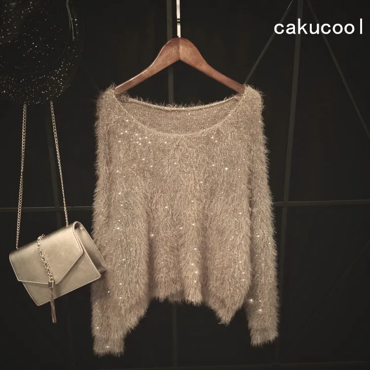 Cakucool Sequins Sweaters Women Hairy Mohair Round Neck Thick Jumper Slim Korean Shiny Sweater Knit Pullover Tops Femme 13colors
Cakucool Sequins Sweaters Women Hairy Mohair Round Neck Thick Jumper Slim Korean Shiny Sweater Knit Pullover Tops Femme 13colors
