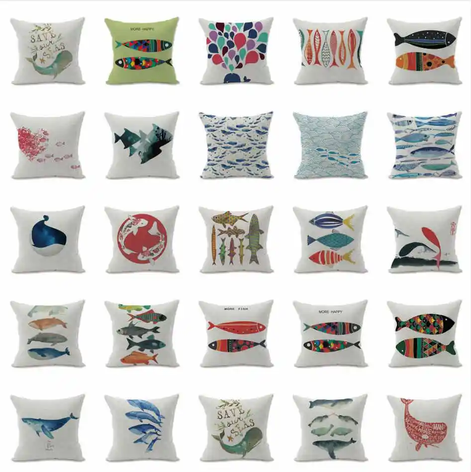 Fashion Marine Whale Small fish Sofa Waist Cushion Cover Pillow Case For Home Decor
Fashion Marine Whale Small fish Sofa Waist Cushion Cover Pillow Case For Home Decor