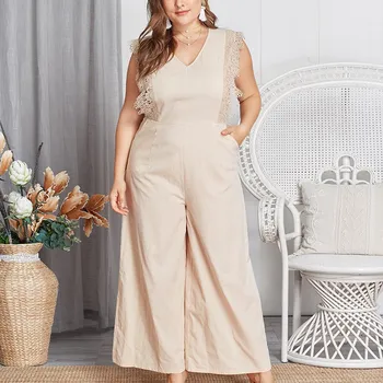 2019 Women Plus Size Lace Jumpsuit Casual Sleeveless Overalls Loose Solid Wide Leg Playsuit
2019 Women Plus Size Lace Jumpsuit Casual Sleeveless Overalls Loose Solid Wide Leg Playsuit