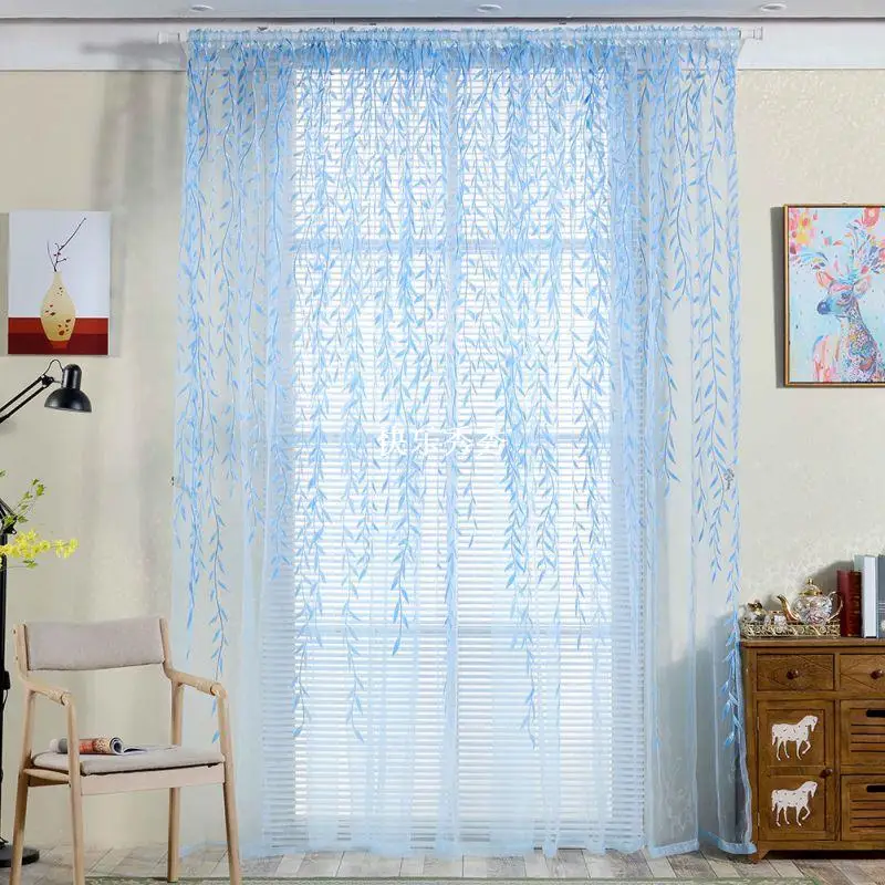 Cute Willow leaf Tulle Curtains Blinds Voile Pastoral Style Willow Floral Window Decorative cortinas for bedroom Living Room
Cute Willow leaf Tulle Curtains Blinds Voile Pastoral Style Willow Floral Window Decorative cortinas for bedroom Living Room
