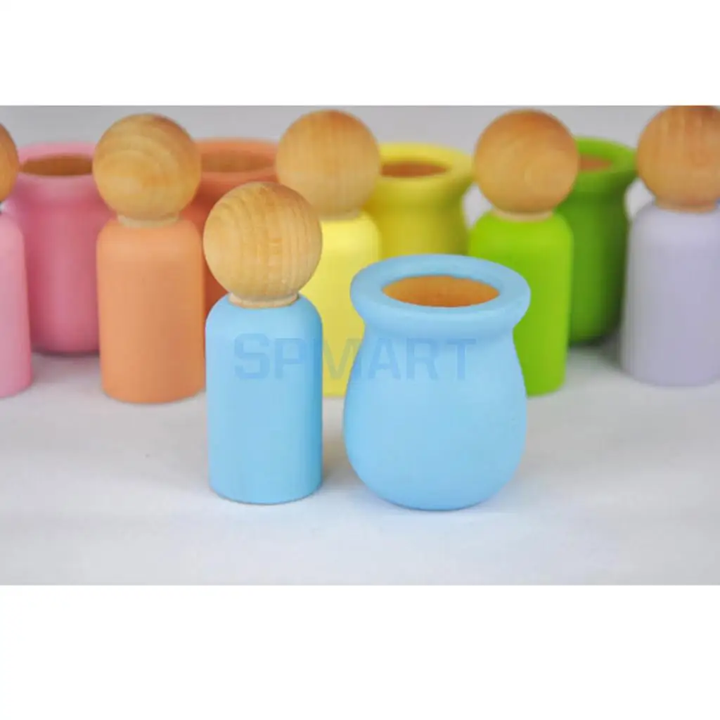 20pcs Wooden Family People Nesting Set Plain Unfinished Peg Dolls DIY Making Findings Cake Topper DIY Craft Kids Toy Gift