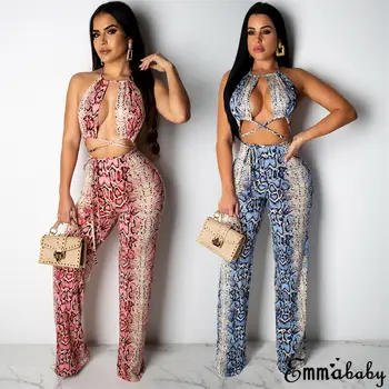 Womens 2Pcs 2019 New Bandage Halter Sleeveless Blackless Snake Print Top Bodycon Pants Clothing For Women
Womens 2Pcs 2019 New Bandage Halter Sleeveless Blackless Snake Print Top Bodycon Pants Clothing For Women