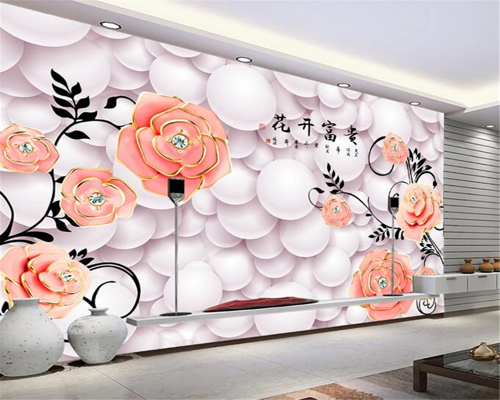 3D Wallpaper Large HD Soft Bag Rose Background Living Room Bedroom Sofa TV for walls 3 d Beibehang | Обустройство дома