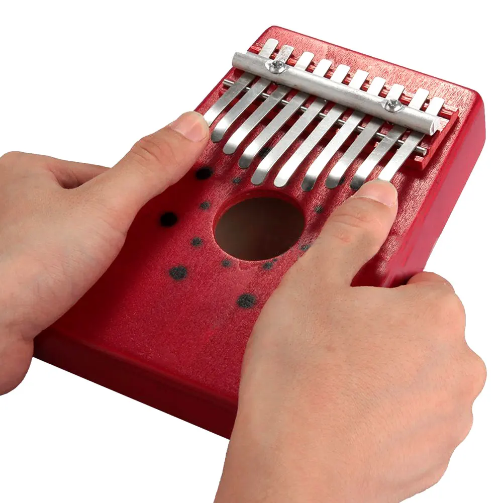 Image MSOR 2015 Hot Sale Red 10Keys Kalimba Thumb Piano Traditional Musical Instrument Portable Great Gift Drop Shipping